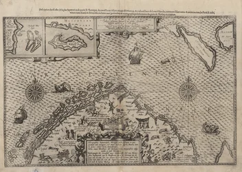 Kaart van Noord-Noorwegen met vergrote uitsnedes van Vardø en Kildin door Willem Barents